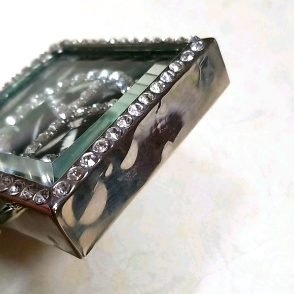 Hand Crafted Vintage Shadowbox Rhinestone Peace Sign Pendant - Picture 13 of 15